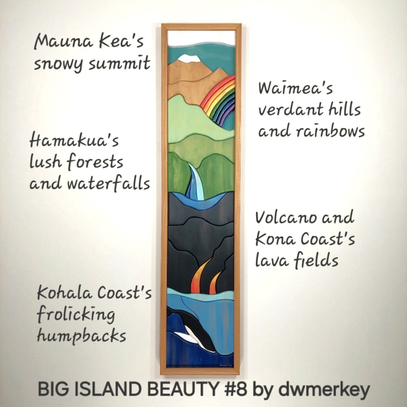 Semi-realistic wood wall sculpture inspired by Hawaii's beaches